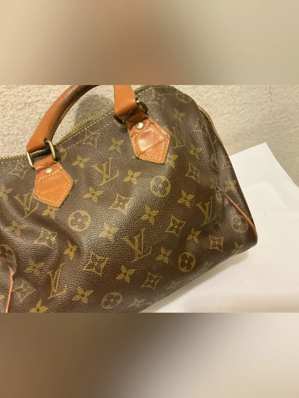 Vintage Louis Vuitton Monogram Canvas Satchel in Brown and Tan mini